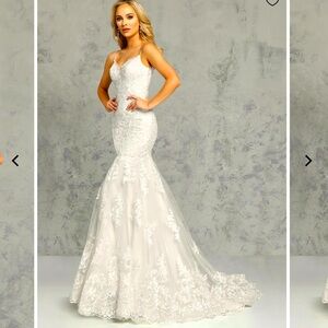 Lace Mermaid Wedding Dress With Beaded Straps/ Austin Avery dress